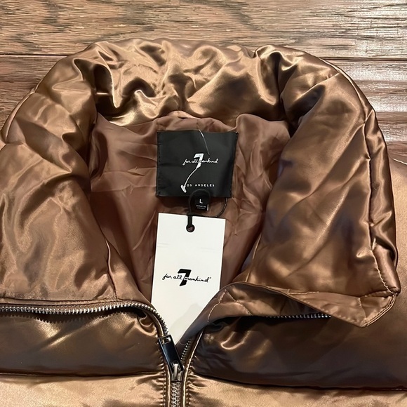 7 For All Mankind Cooper Metallic Short Puffer Jacket Size L - Picture 4 of 7